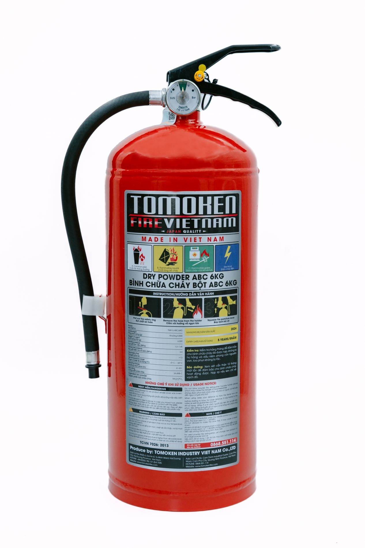 bình chữa cháy Tomoken ABC 6kg Bình chữa cháy Tomoken ABC 6kg
