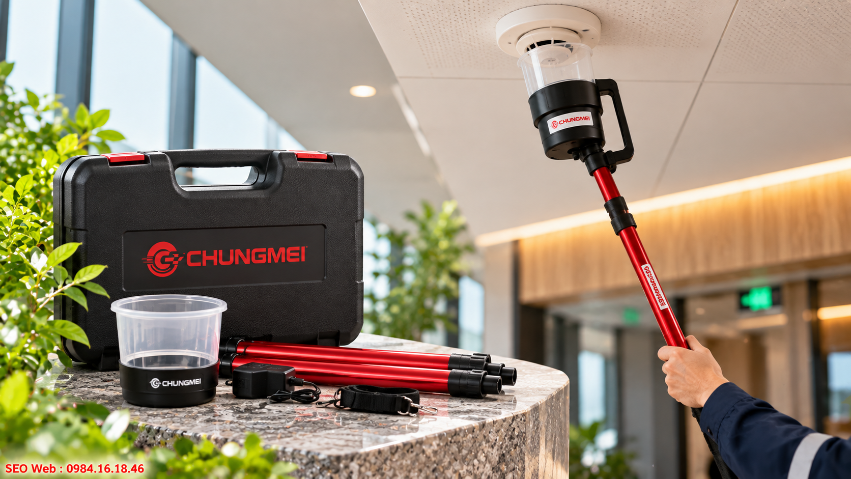 Thiết bị chuyên dụng phục vụ kiểm tra và bảo trì đầu báo cháy Dụng cụ test giúp kỹ thuật viên đánh giá hoạt động đầu báo Chungmei
