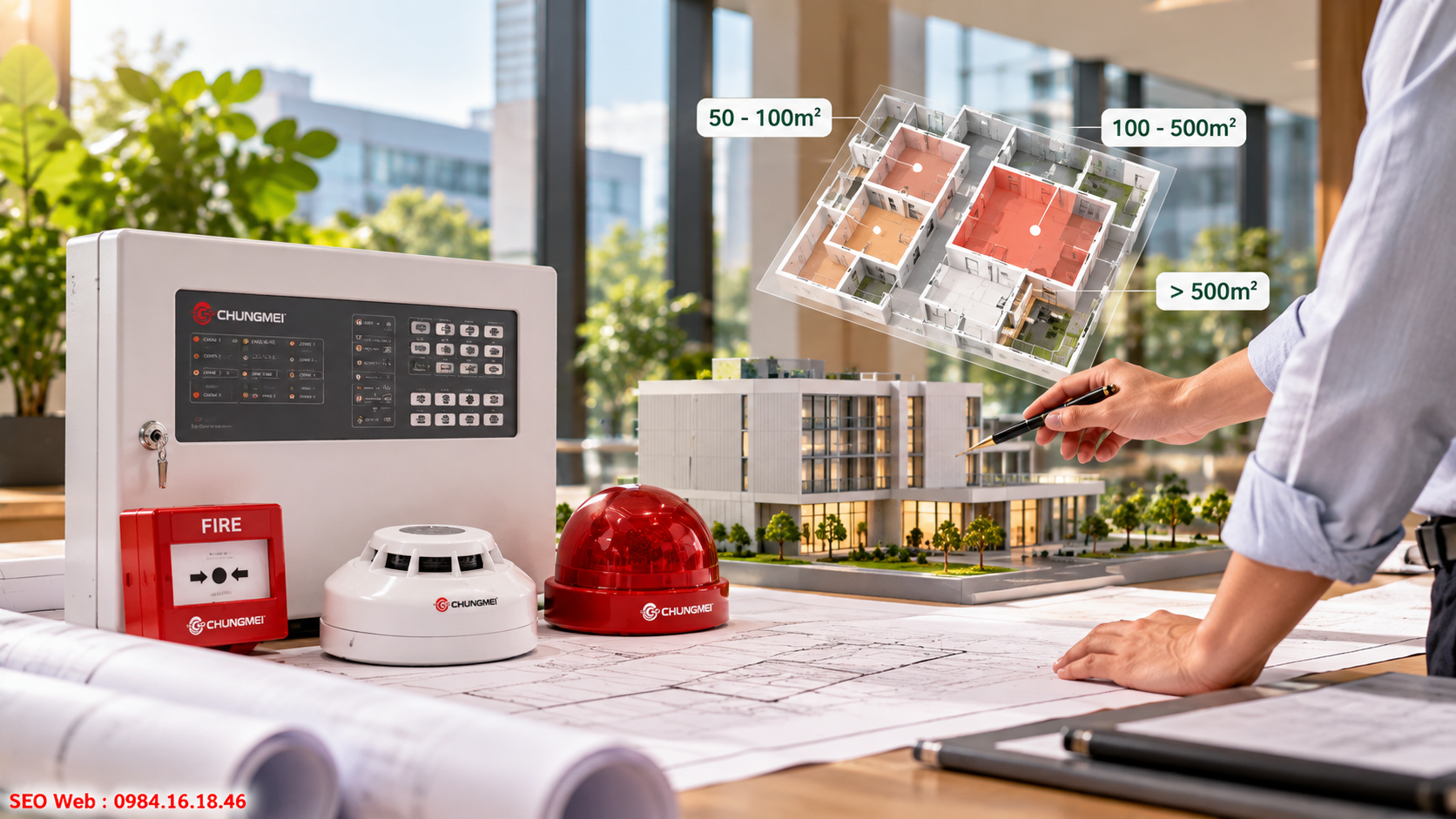 Chọn cấu hình báo cháy phù hợp quy mô không gian cần giám sát Lựa chọn báo cháy Chungmei phù hợp theo diện tích từng công trình
