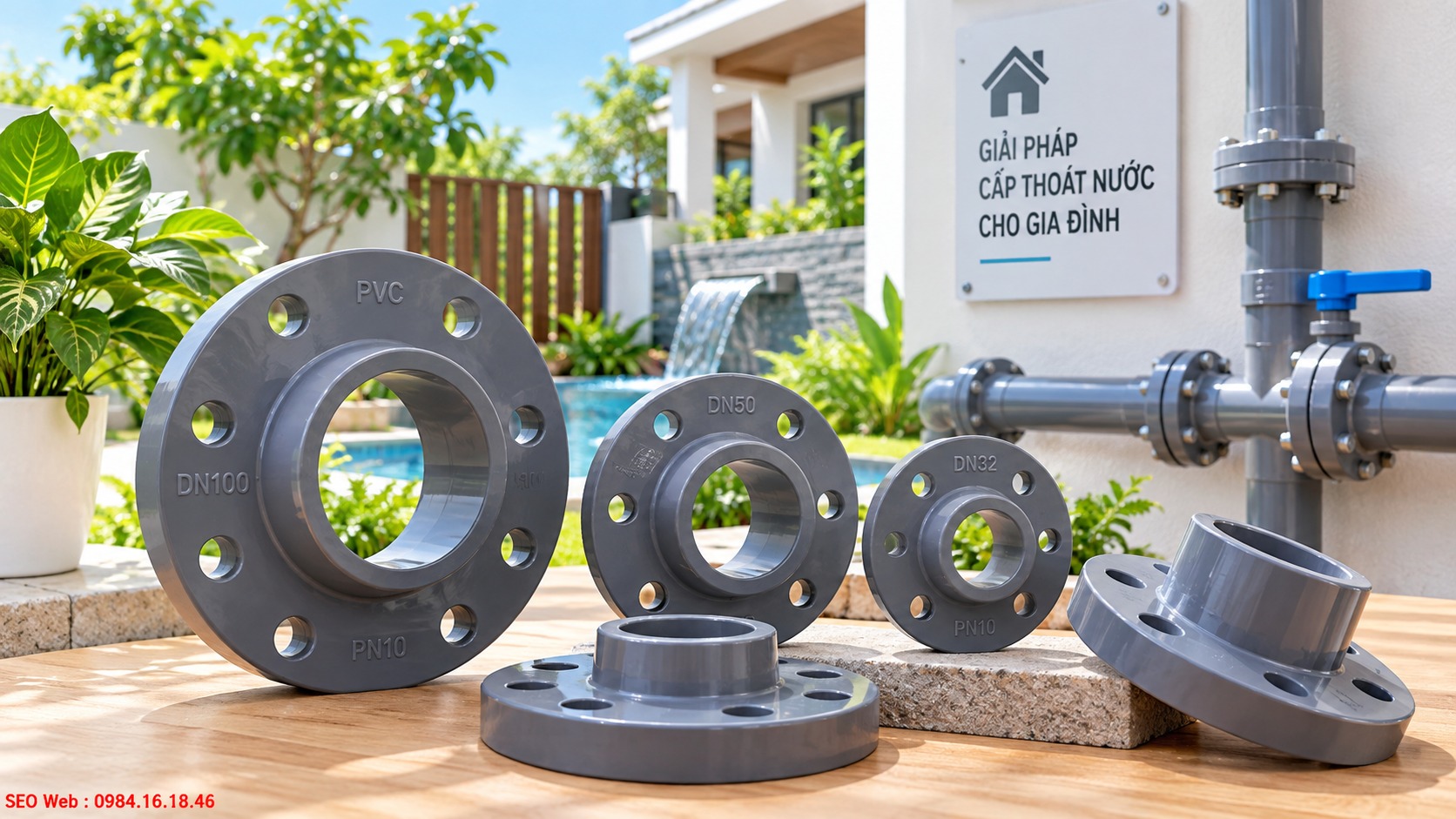 Mặt bích nhựa PVC phù hợp hệ thống đường ống dân dụng Mặt bích PVC nhẹ, chống ăn mòn và thuận tiện lắp đặt