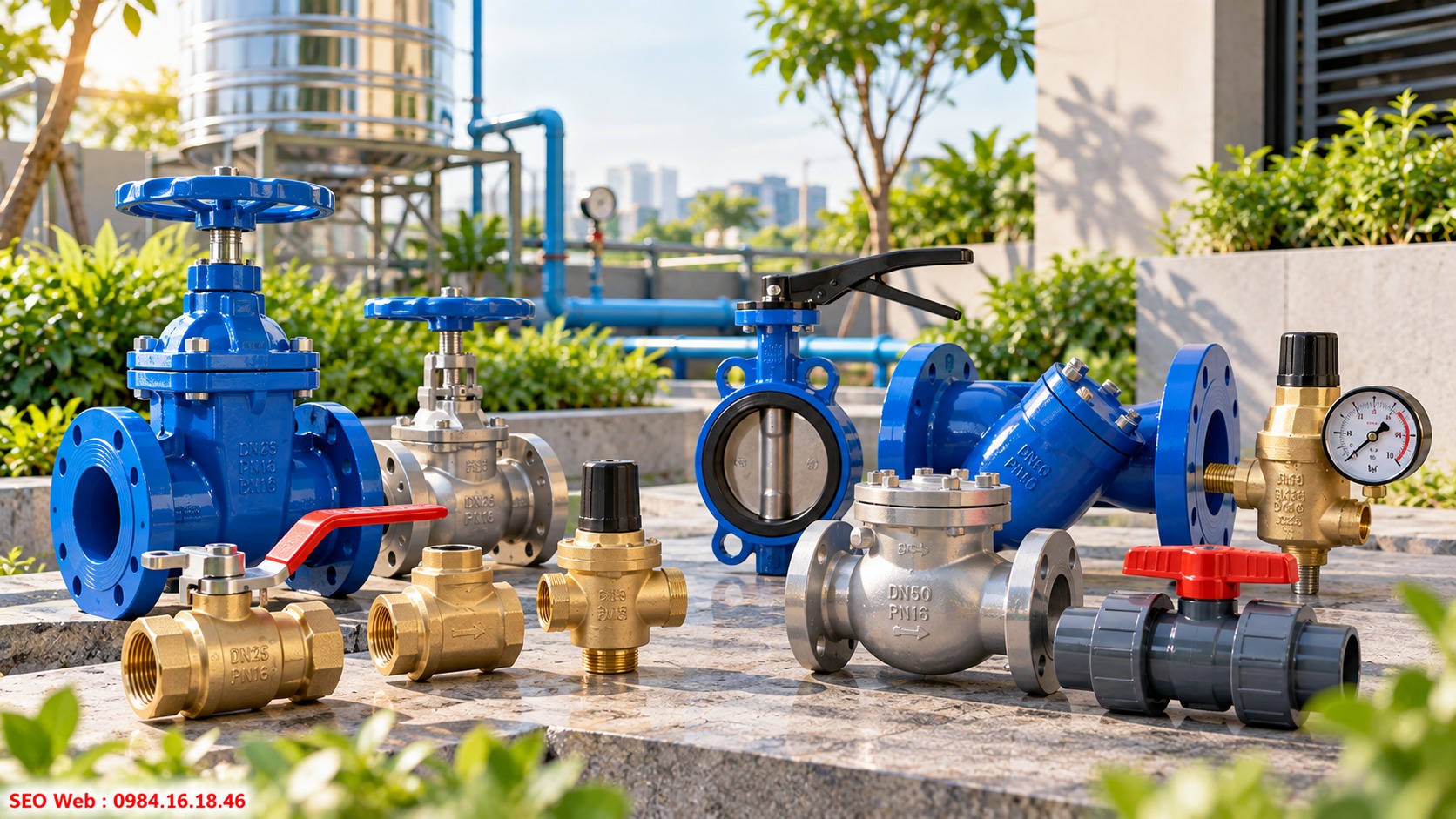 Thiết bị điều tiết hỗ trợ kiểm soát dòng nước trong toàn hệ thống Van và đồng hồ giúp kiểm soát áp suất, lưu lượng ổn định