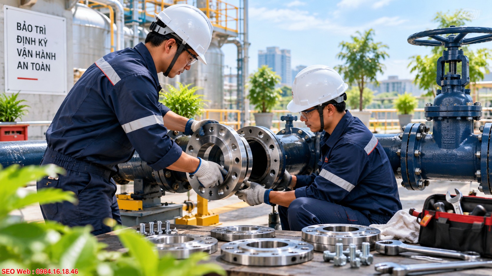 Hướng dẫn thay mặt bích lỗi đảm bảo an toàn hệ thống Mặt bích hư hỏng cần được thay đúng loại và tiêu chuẩn