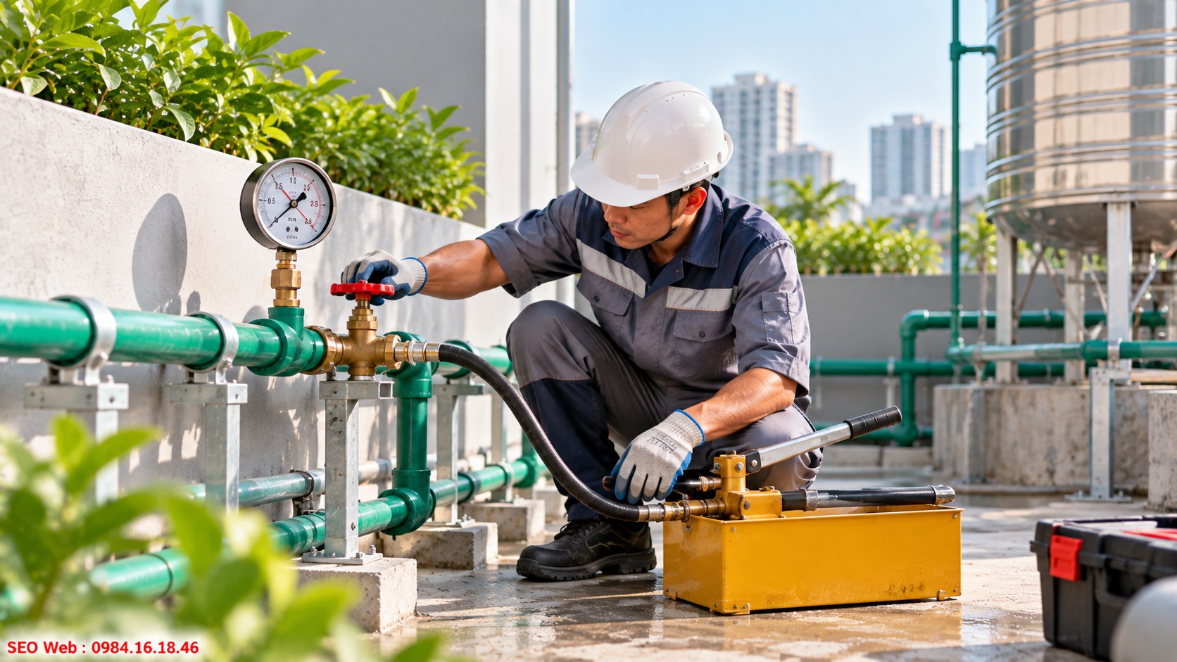 Quy trình thi công chuẩn giúp hạn chế sự cố đường ống về sau Thử áp lực giúp đánh giá độ kín và khả năng chịu tải