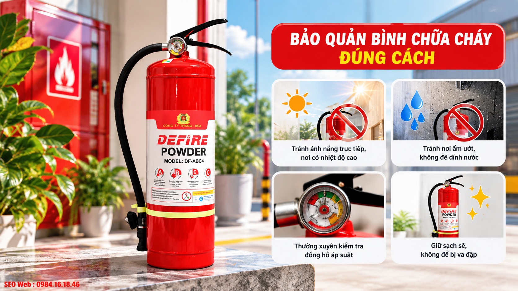 Đặt bình nơi khô thoáng giúp hạn chế gỉ sét và giảm áp