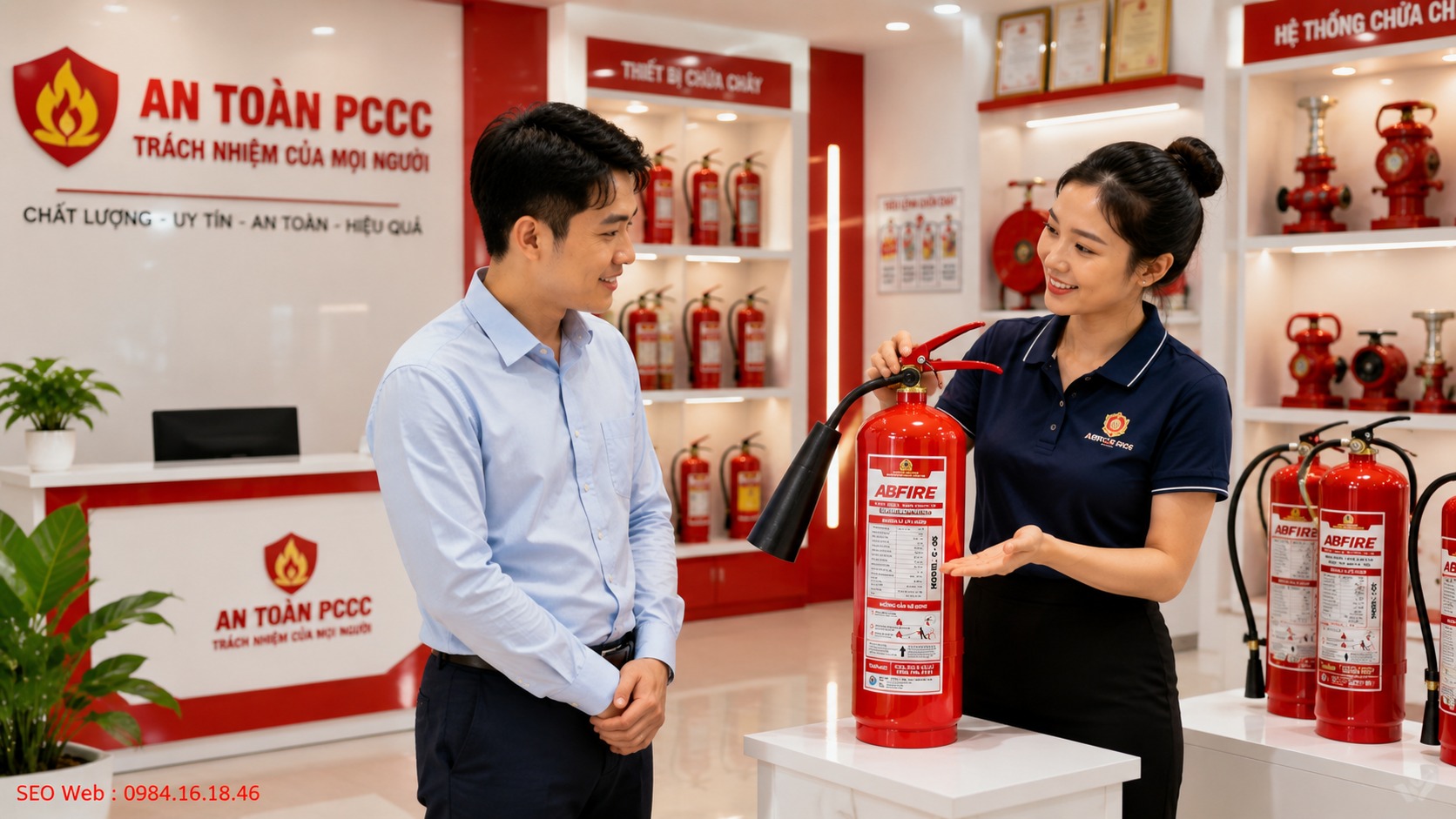 Sản phẩm có tem kiểm định Bình chữa cháy Bộ Công An rõ ràng