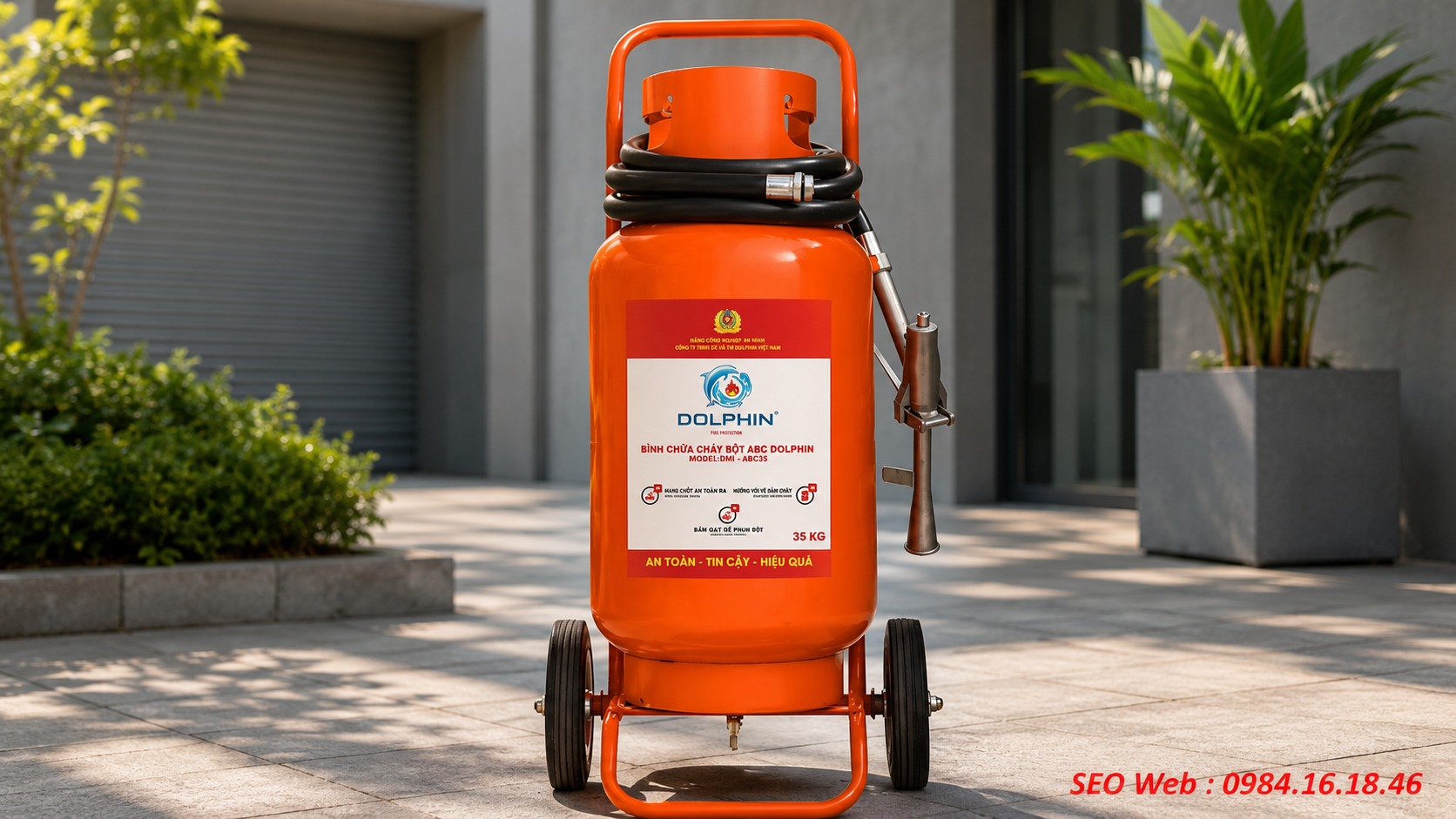 Bình chữa cháy xe đẩy bột ABC 35kg Dolphin Bộ Công An