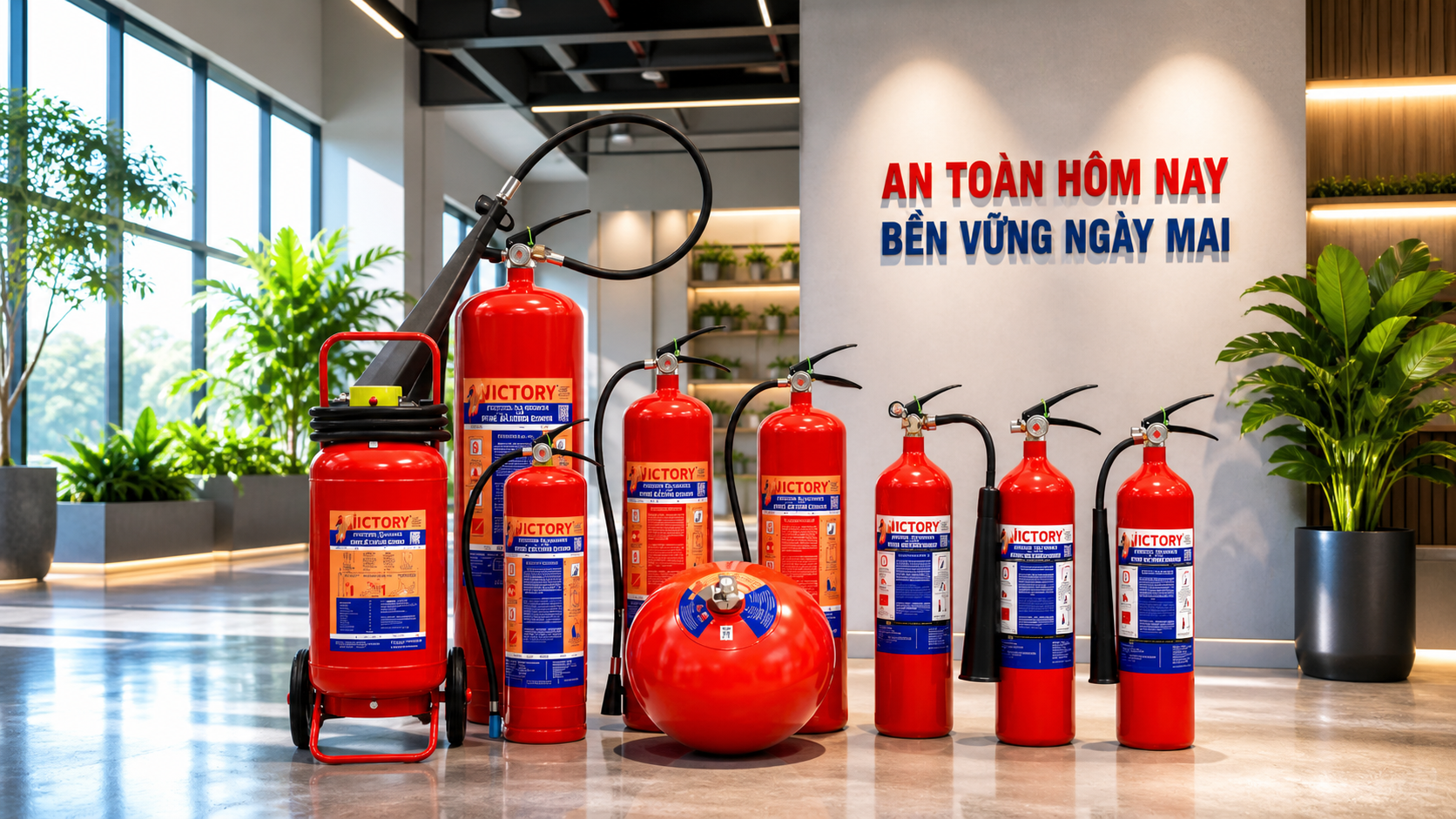 Tổng hợp các dòng bình Victory thông dụng dành cho nhiều công trình khác nhau Các dòng bình chữa cháy Victory phổ biến gồm bột ABC, CO2 và bình mini