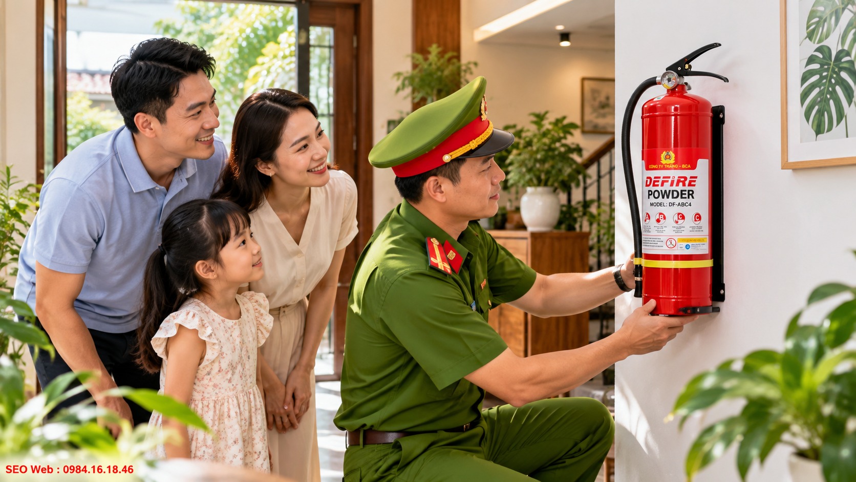 Đặt bình tại vị trí dễ thấy giúp gia đình xử lý cháy nhanh