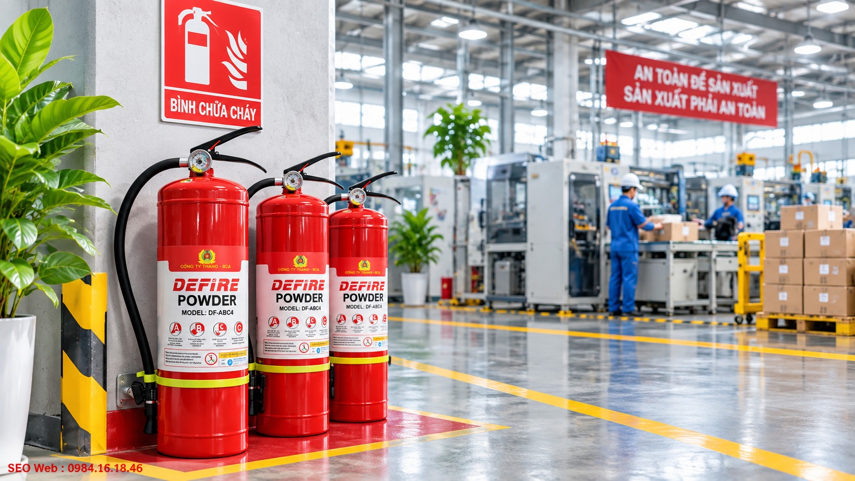 Nhà xưởng cần bố trí bình phù hợp tại khu vực nguy cơ cháy
