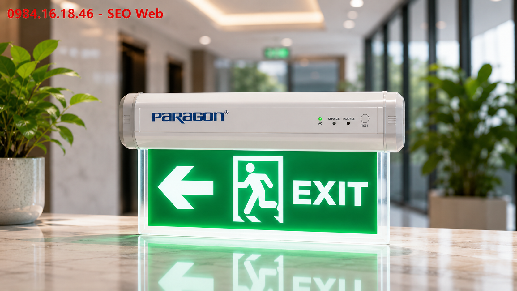 Đèn exit Paragon thiết kế hiện đại thẩm mỹ cao