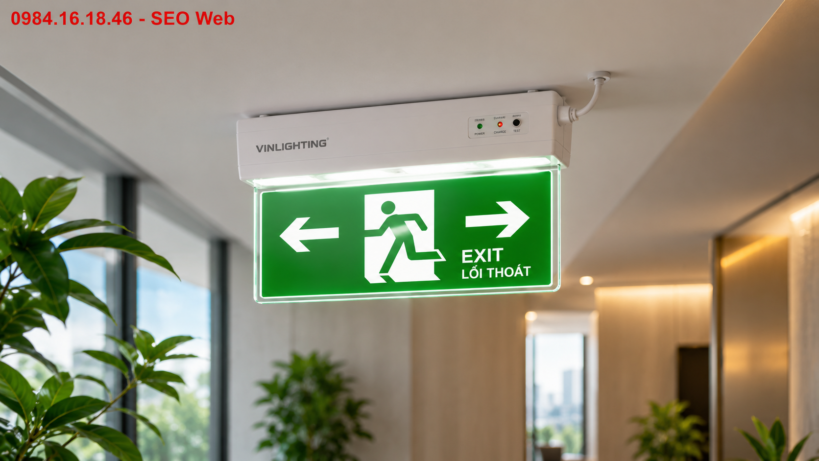 Đèn exit Vinlighting thiết kế mỏng gọn thẩm mỹ