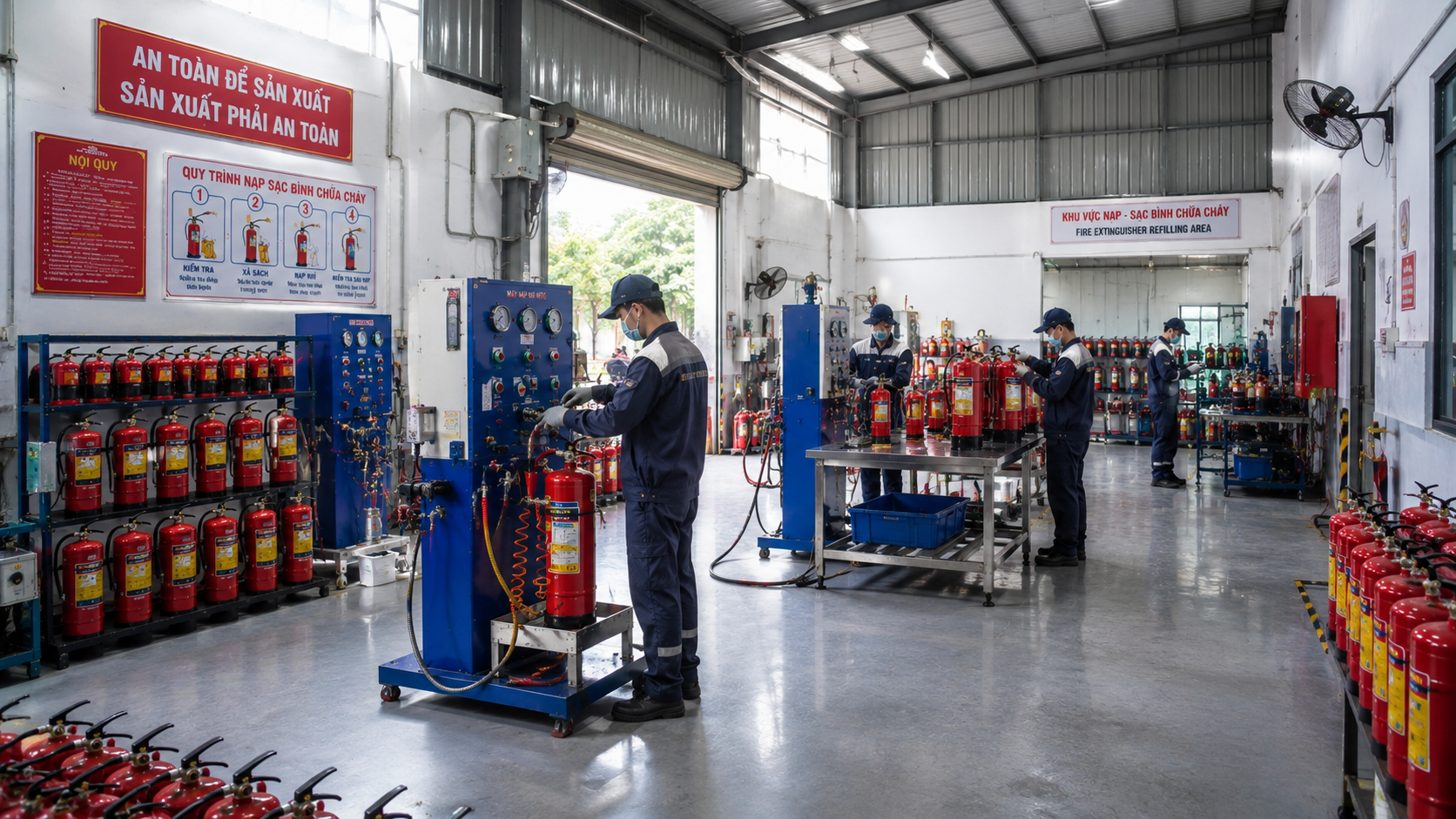 Kiểm tra lượng chất chữa cháy trong bình