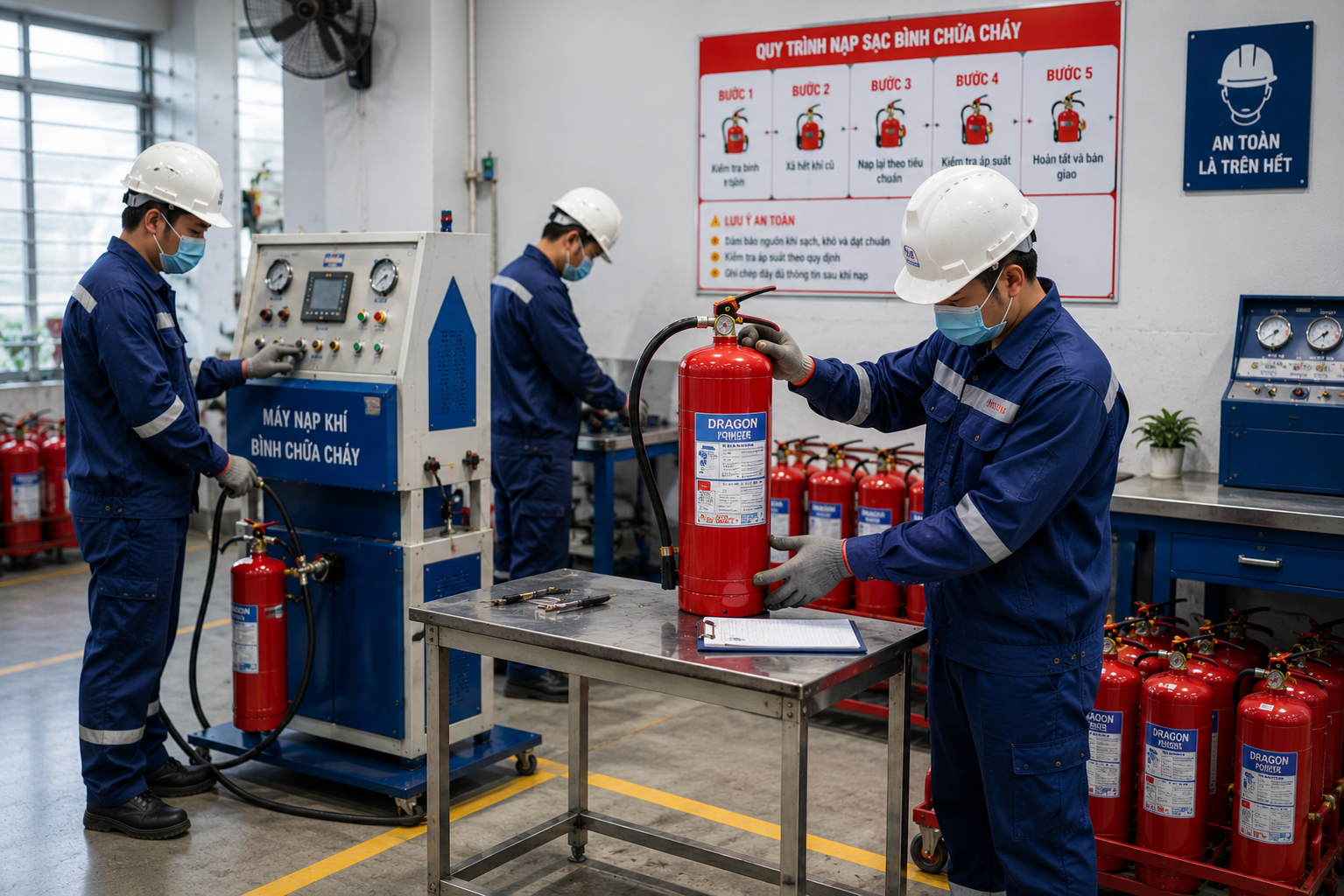 Khái niệm nạp sạc bình chữa cháy đúng kỹ thuật
