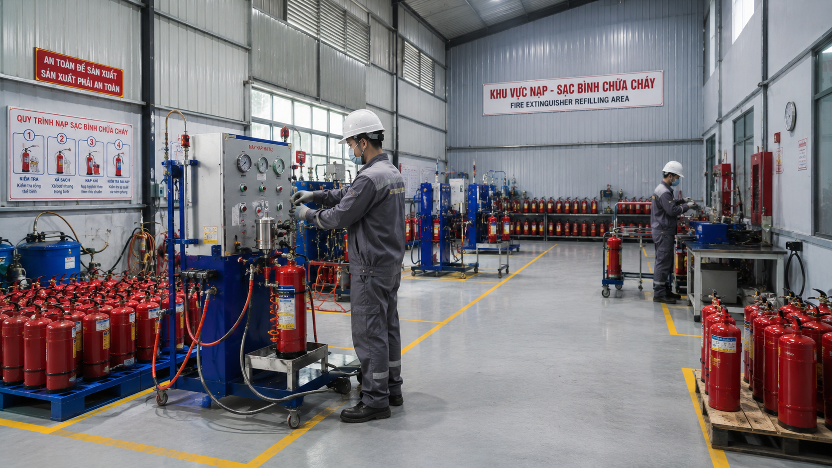 Nạp sạc bình chữa cháy sau khi sử dụng