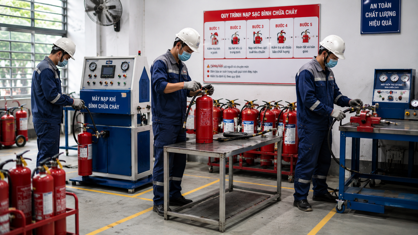 Nạp sạc bình chữa cháy theo chu kỳ bảo dưỡng