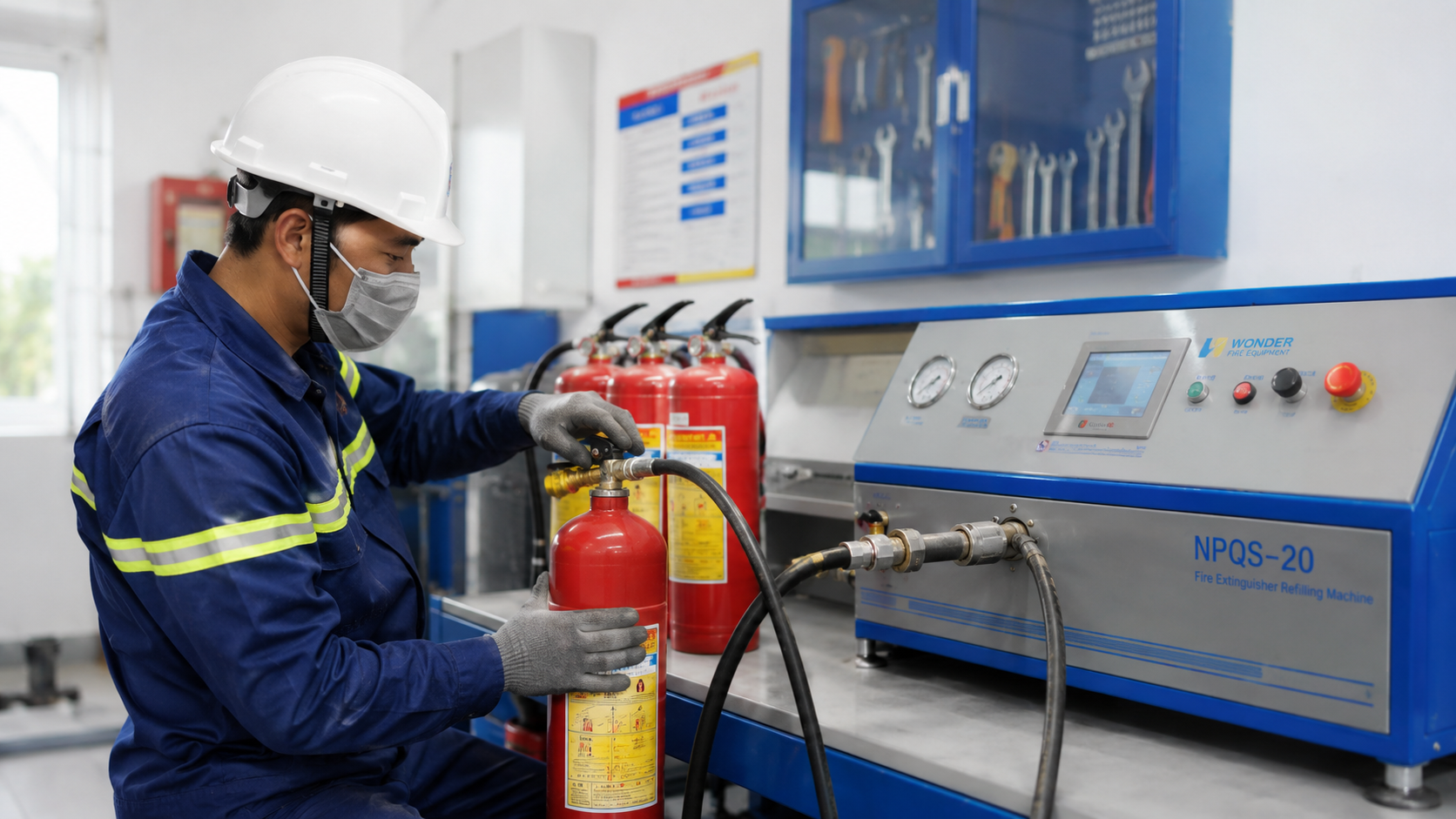 Trang thiết bị nạp sạc bình chữa cháy chuyên dụng