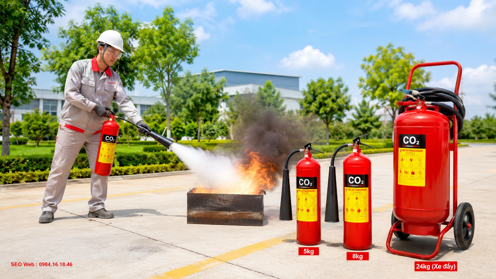 Khí CO2 làm giảm nồng độ oxy giúp dập tắt đám cháy nhanh