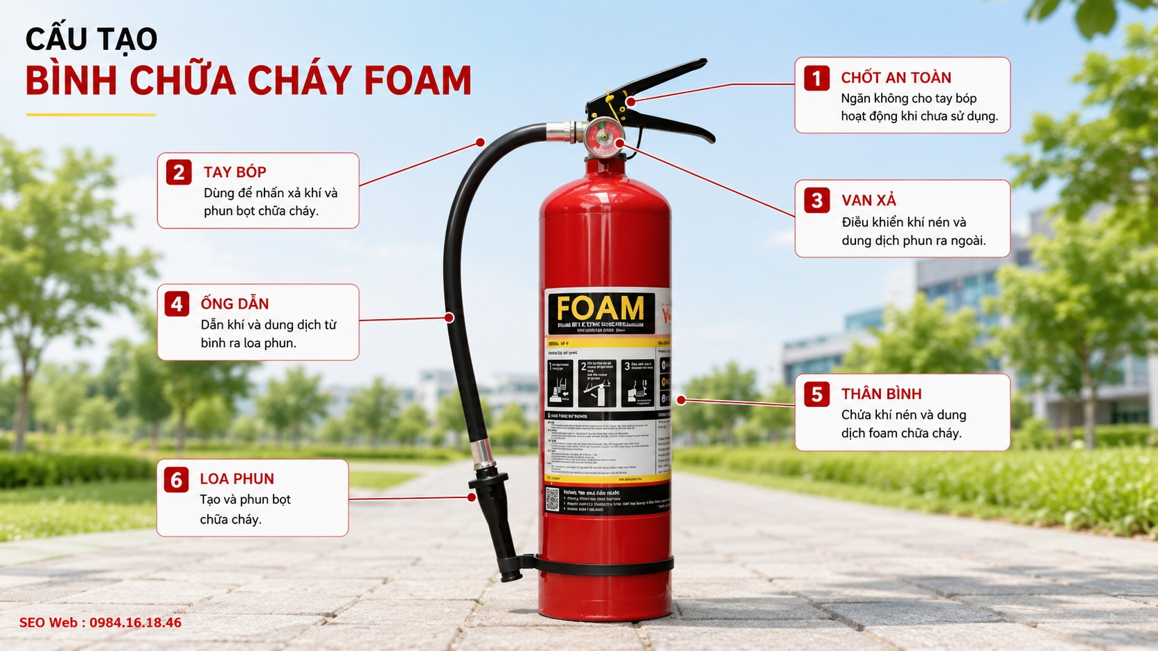 Cụm van và hệ thống phun của bình chữa cháy bọt Foam