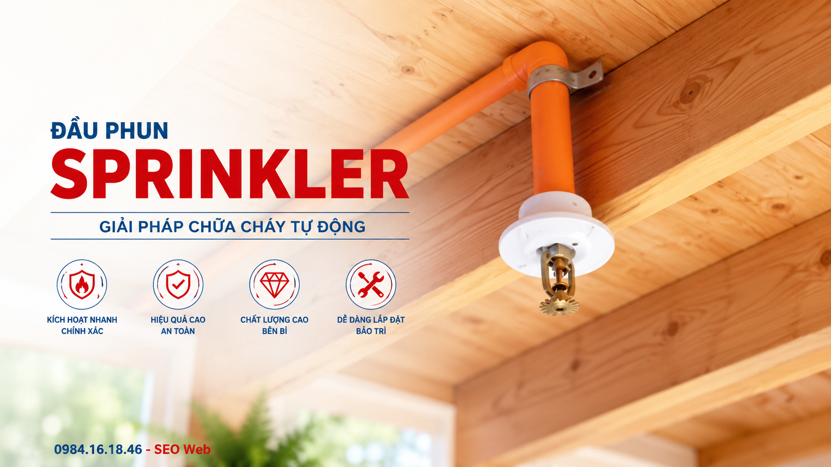 Đầu phun Sprinkler hướng xuống sử dụng phổ biến trong nhiều công trình