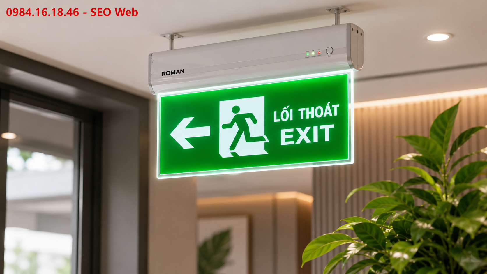 Đèn exit hai mặt phù hợp hành lang và ngã rẽ