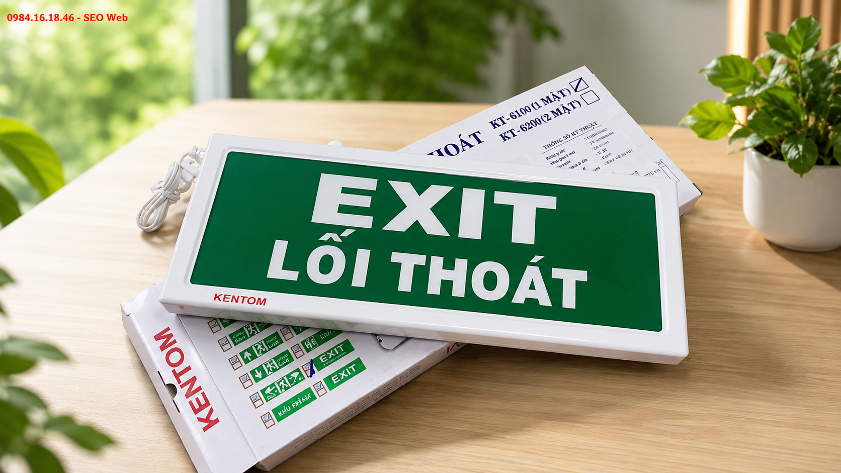 Đèn exit LED tích hợp pin sạc dự phòng