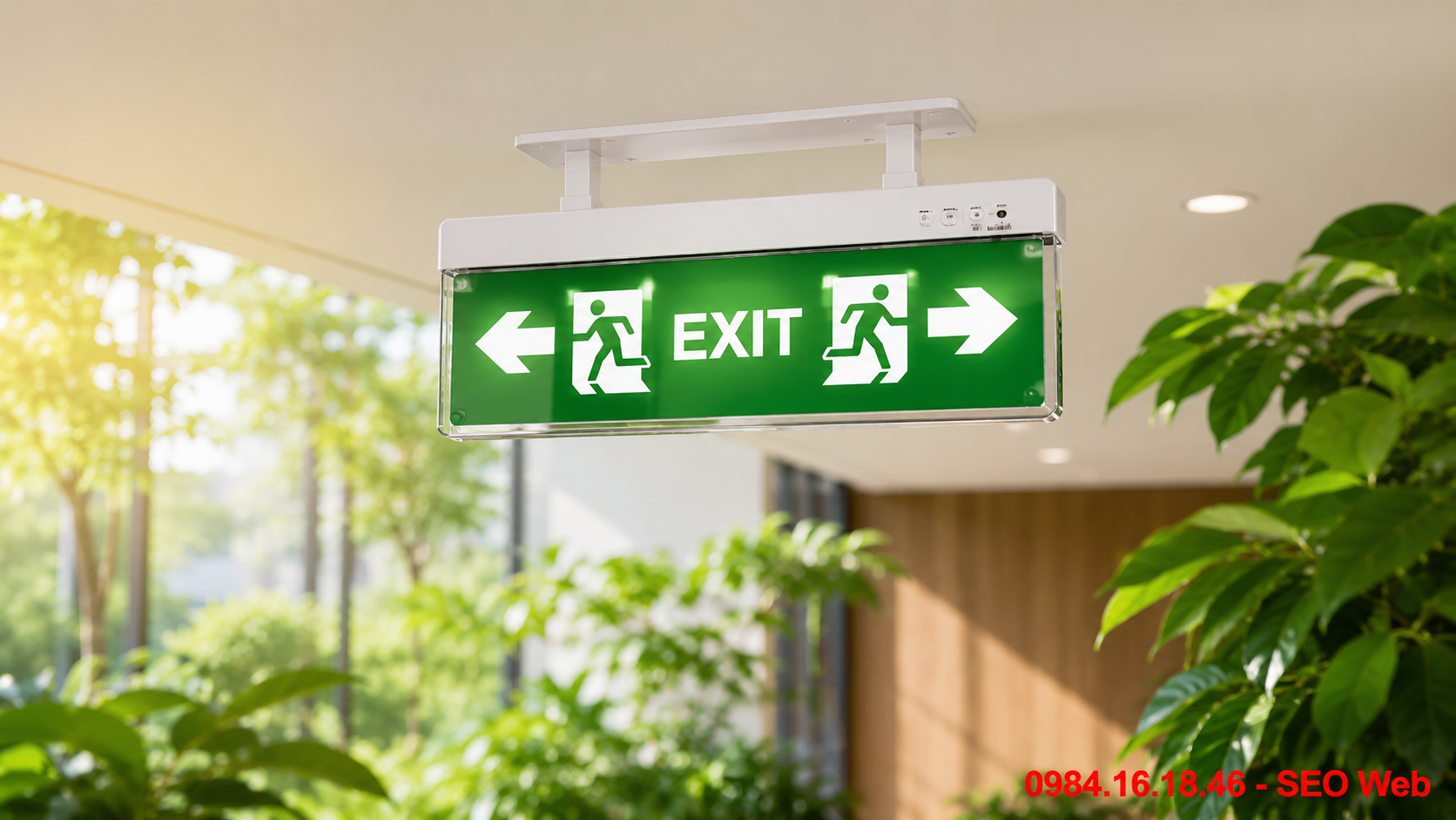 Đèn exit treo trần cho không gian rộng