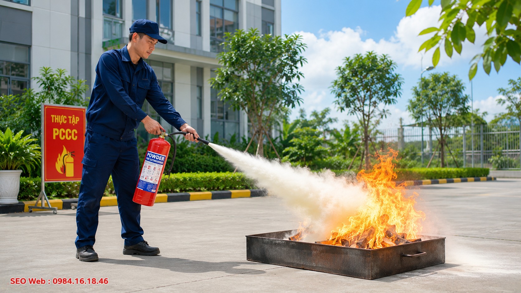 Nguyên lý hoạt động của bình chữa cháy bột khi dập đám cháy