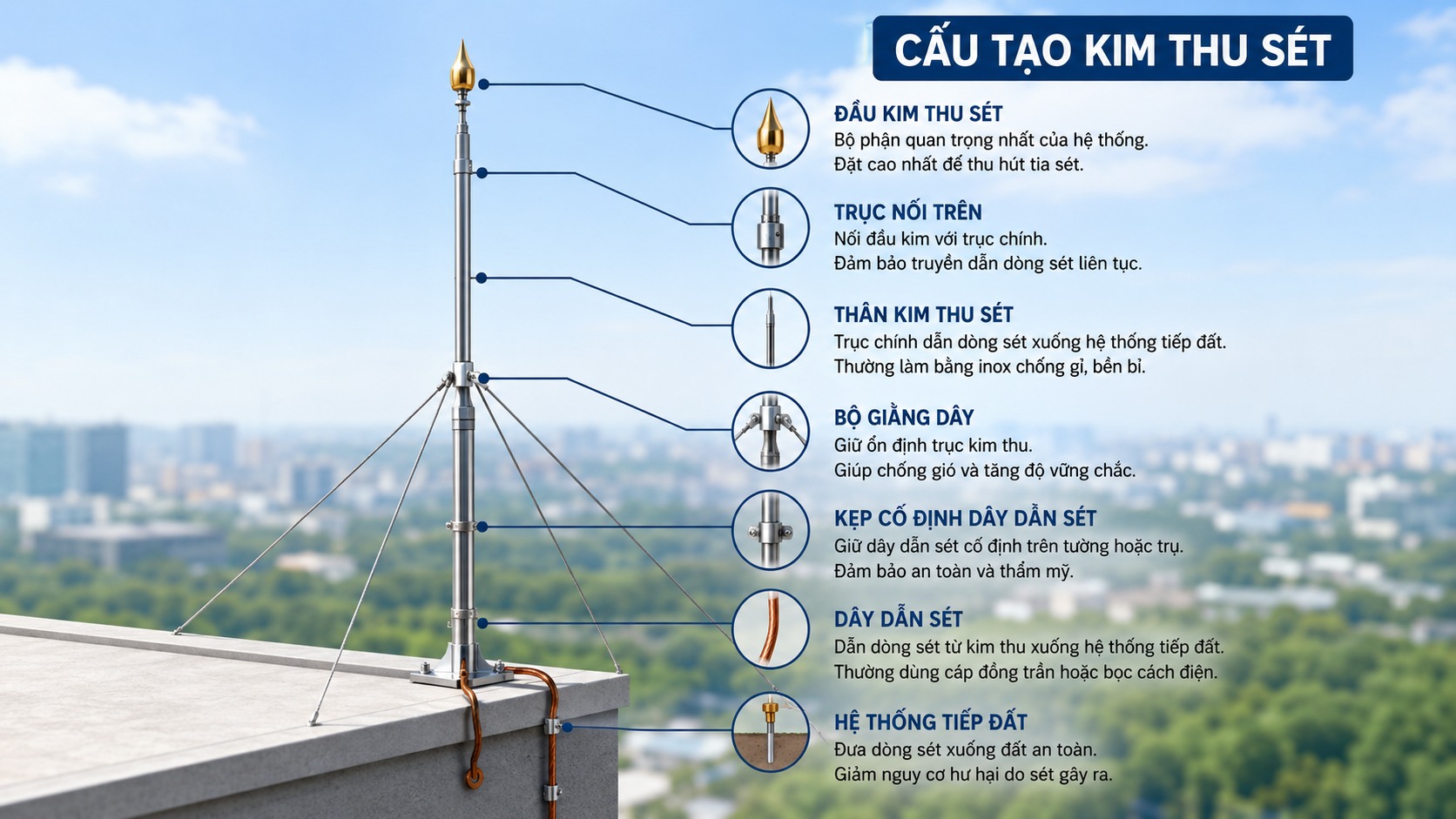 Nguyên lý hoạt động của hệ thống thiết bị chống sét hiệu quả