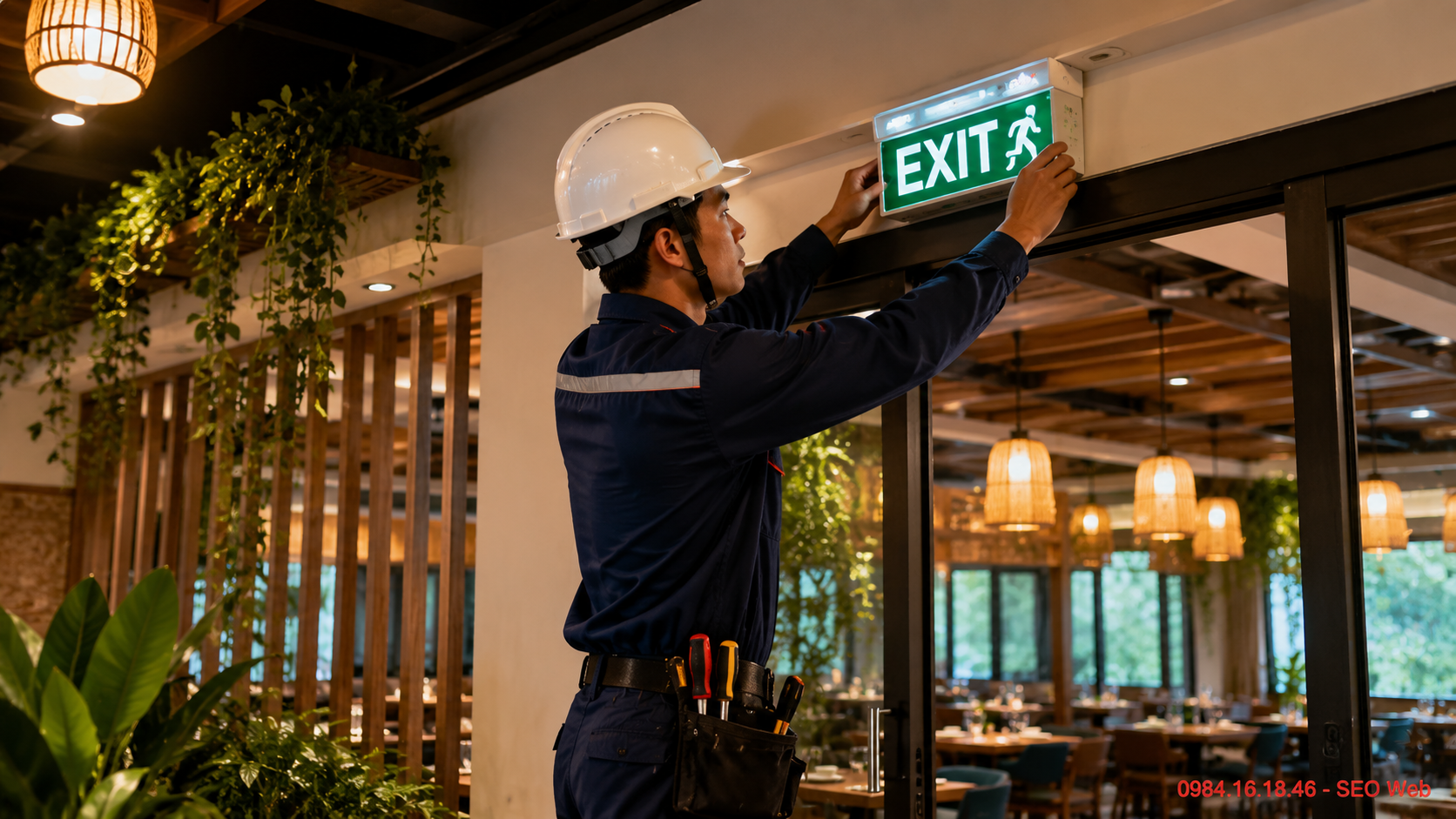Quy trình lắp đặt đèn exit đúng kỹ thuật