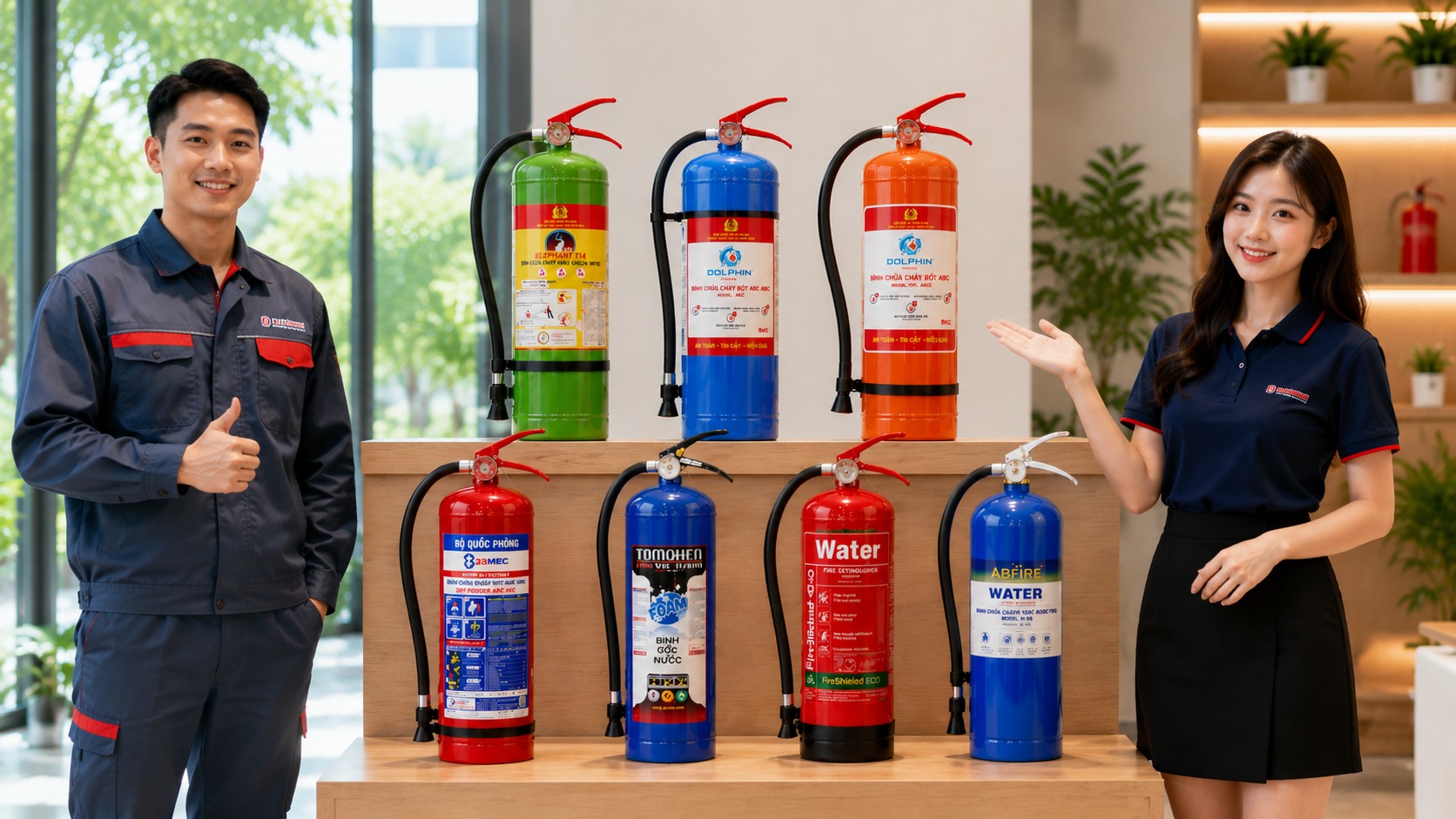 So sánh bình chữa cháy nước với bột, CO2 và khí sạch