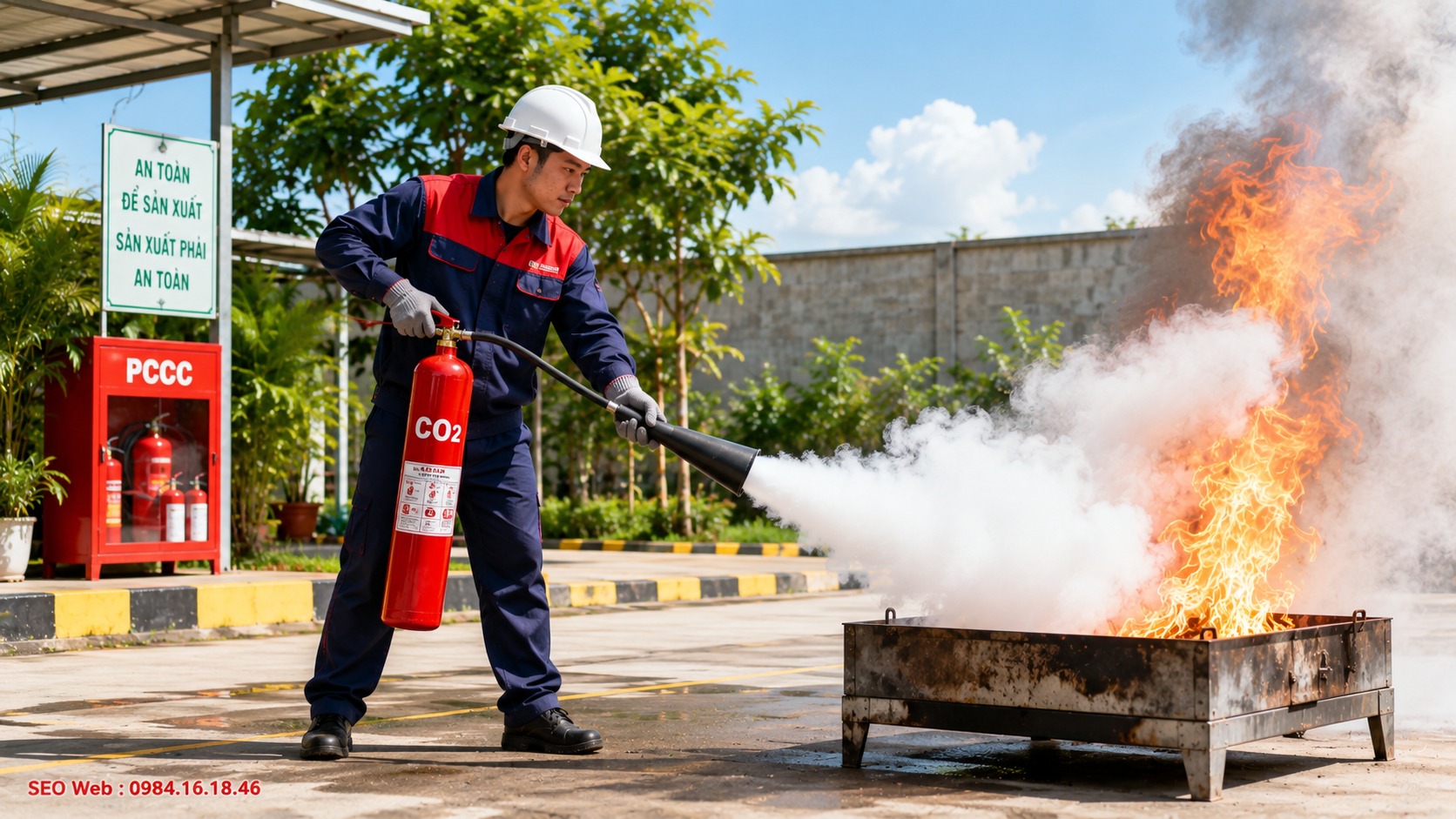 Khí CO2 làm lạnh nhanh vùng cháy giúp giảm nhiệt hiệu quả