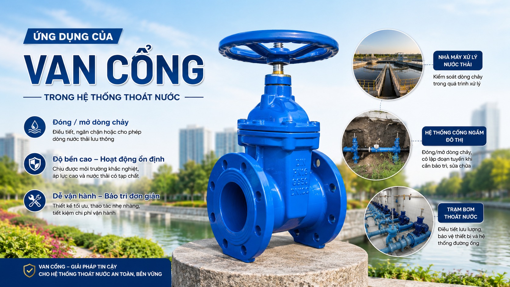 Van cổng inox ứng dụng trong cấp nước công nghiệp và PCCC