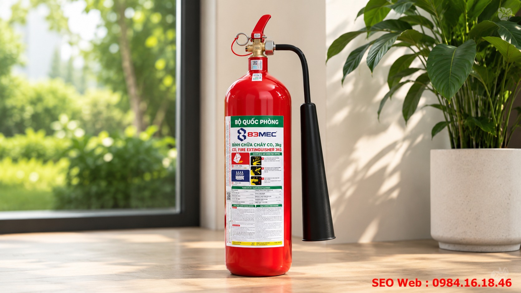 Bình chữa cháy CO2 Bộ Quốc Phòng phù hợp bảo vệ thiết bị điện