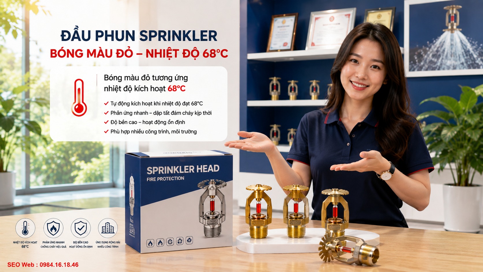 Đặc điểm bóng cảm nhiệt màu đỏ trên đầu phun chữa cháy Bóng thủy tinh màu đỏ trên đầu phun Sprinkler có ngưỡng khoảng 68°C
