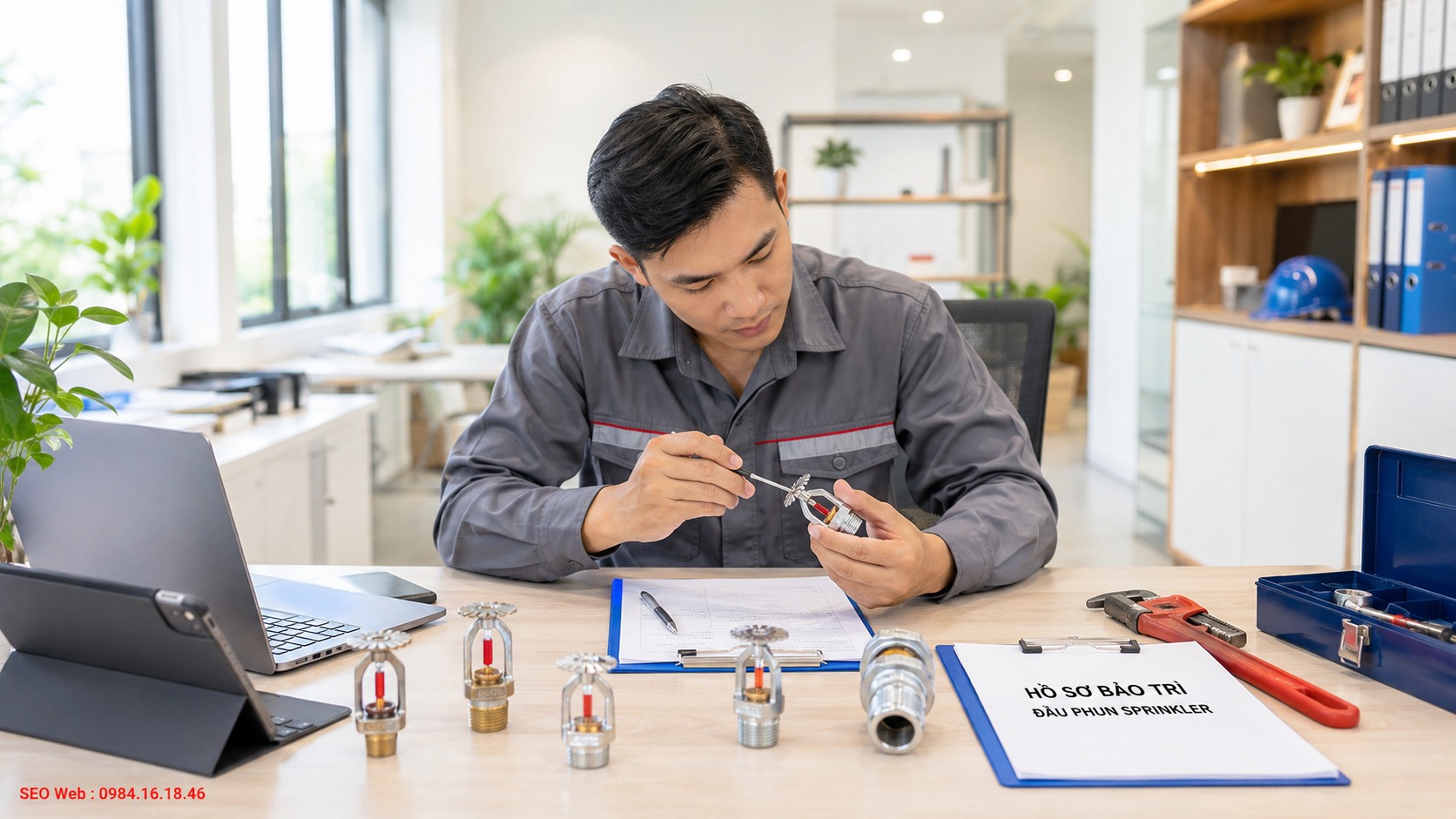 Chuẩn bị đầu phun đúng thiết kế trước khi thi công Chuẩn bị đầu phun trước khi lắp đặt bằng cách kiểm tra ngoại quan và thông số
