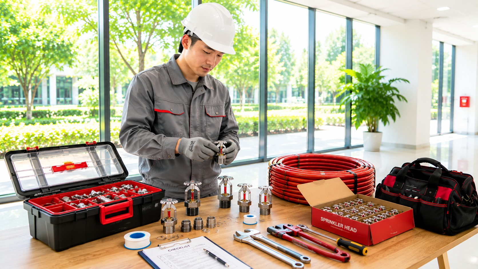 Đầu phun và phụ kiện cần thiết trước khi lắp đặt Chuẩn bị đầu phun và phụ kiện phù hợp trước khi lắp đặt hệ thống Sprinkler