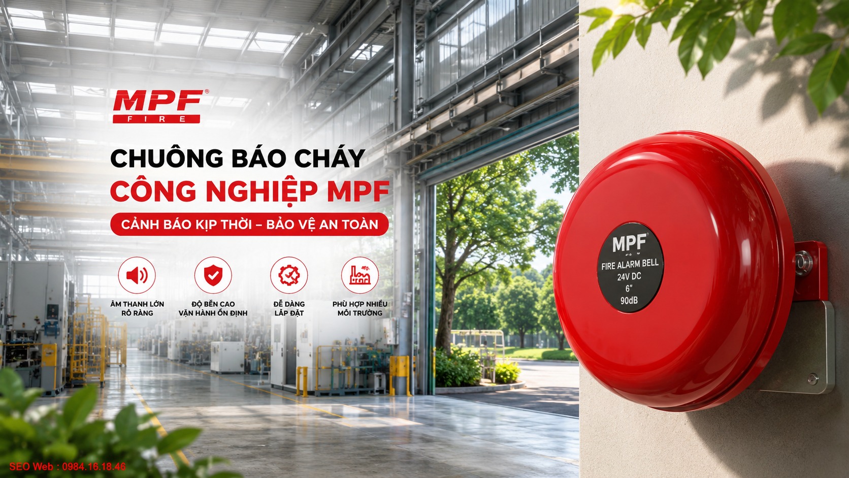Chuông báo cháy công nghiệp MPF cảnh báo âm thanh trong nhà xưởng