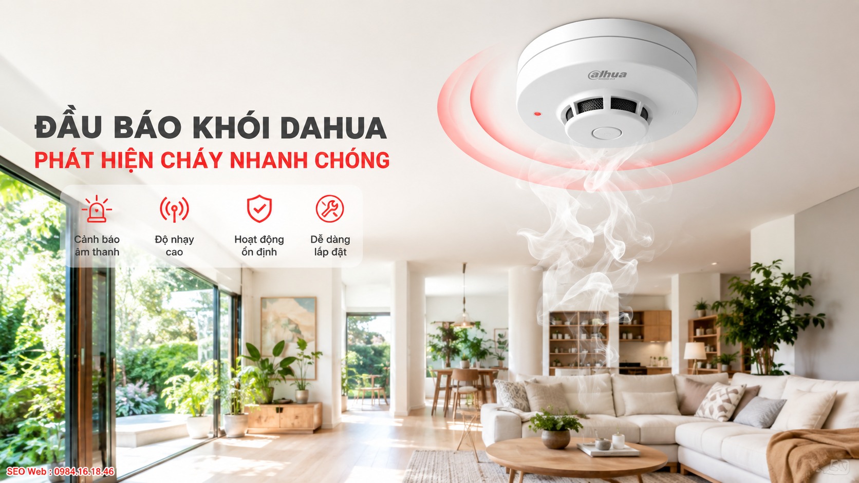 Thiết bị Dahua cảnh báo khói sớm cho công trình hiện đại Đầu báo khói Dahua hỗ trợ phát hiện sớm nguy cơ cháy