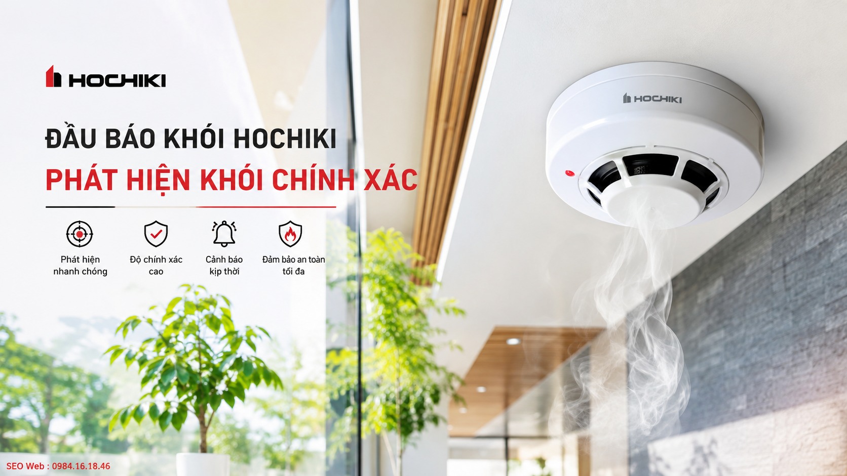 Đầu báo Hochiki phù hợp nhiều khu vực cần cảnh báo cháy Đầu báo khói Hochiki phát hiện khói chính xác trong công trình