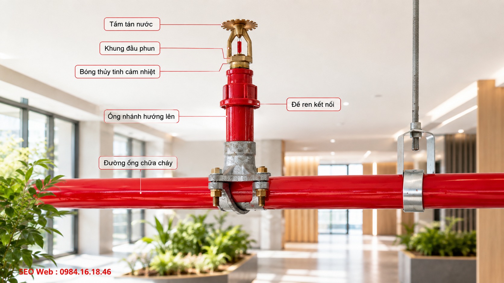 Đặc điểm nhận biết đầu phun Sprinkler hướng lên trong hệ thống chữa cháy