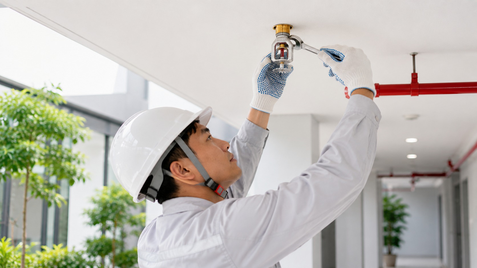 Cách kết nối đầu phun chắc chắn với hệ thống đường ống Gắn đầu phun Sprinkler đúng chiều ren và giữ thiết bị cân bằng trong quá trình kết nối