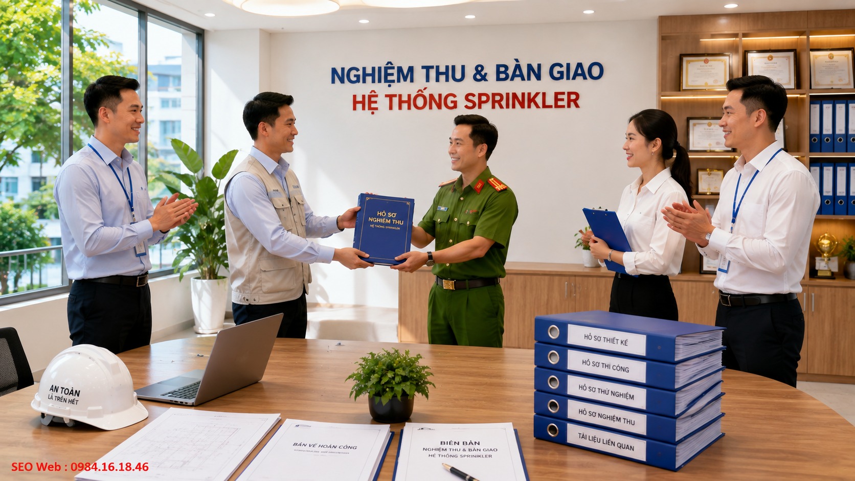 Hoàn tất tài liệu kỹ thuật trước khi bàn giao hệ thống Hoàn thiện hồ sơ và bàn giao hệ thống Sprinkler sau khi kiểm tra đạt yêu cầu kỹ thuật