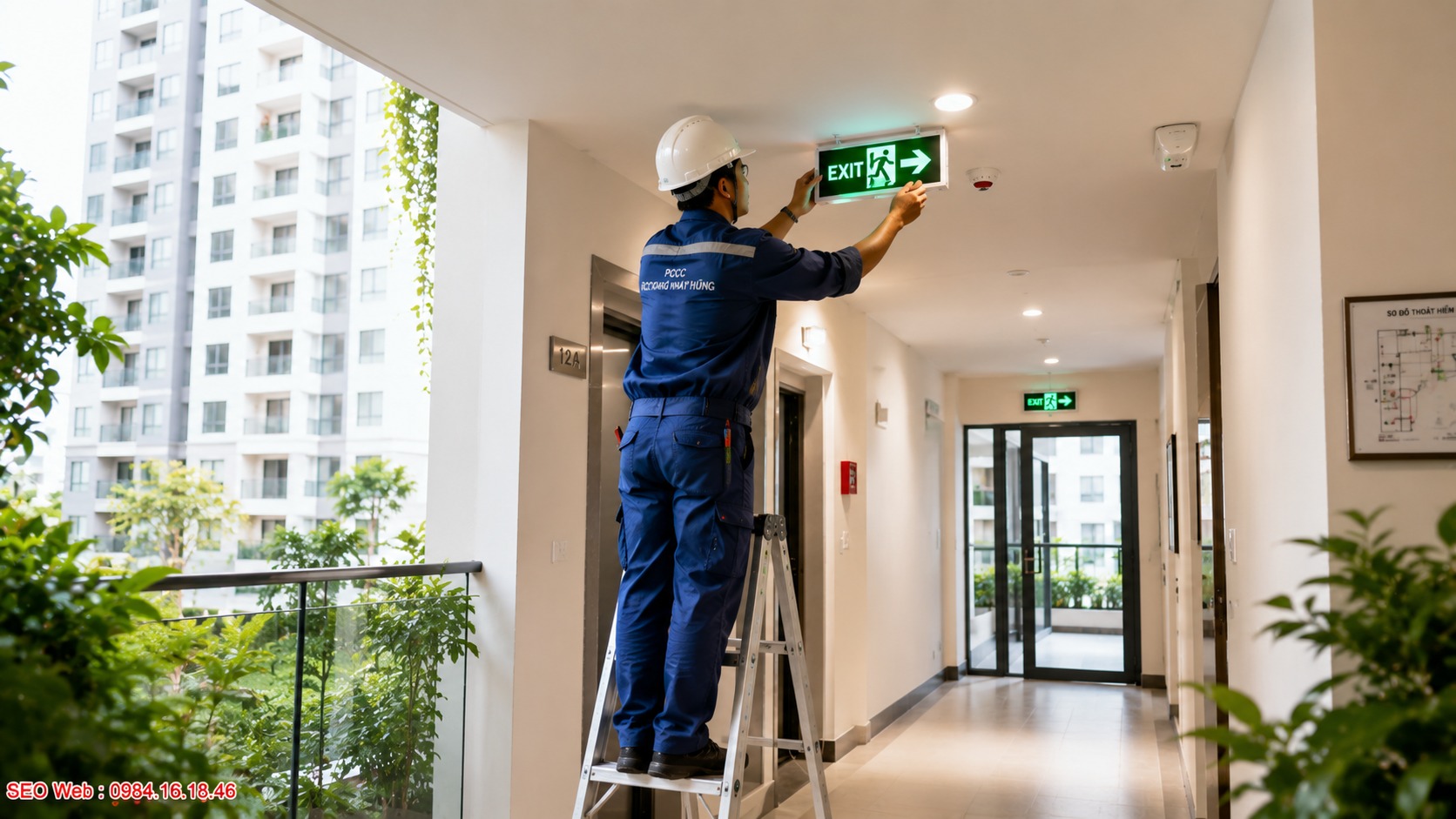 Kiểm tra khả năng hiển thị biển exit trước khi lựa chọn Kiểm tra độ sáng và khả năng hiển thị đèn exit