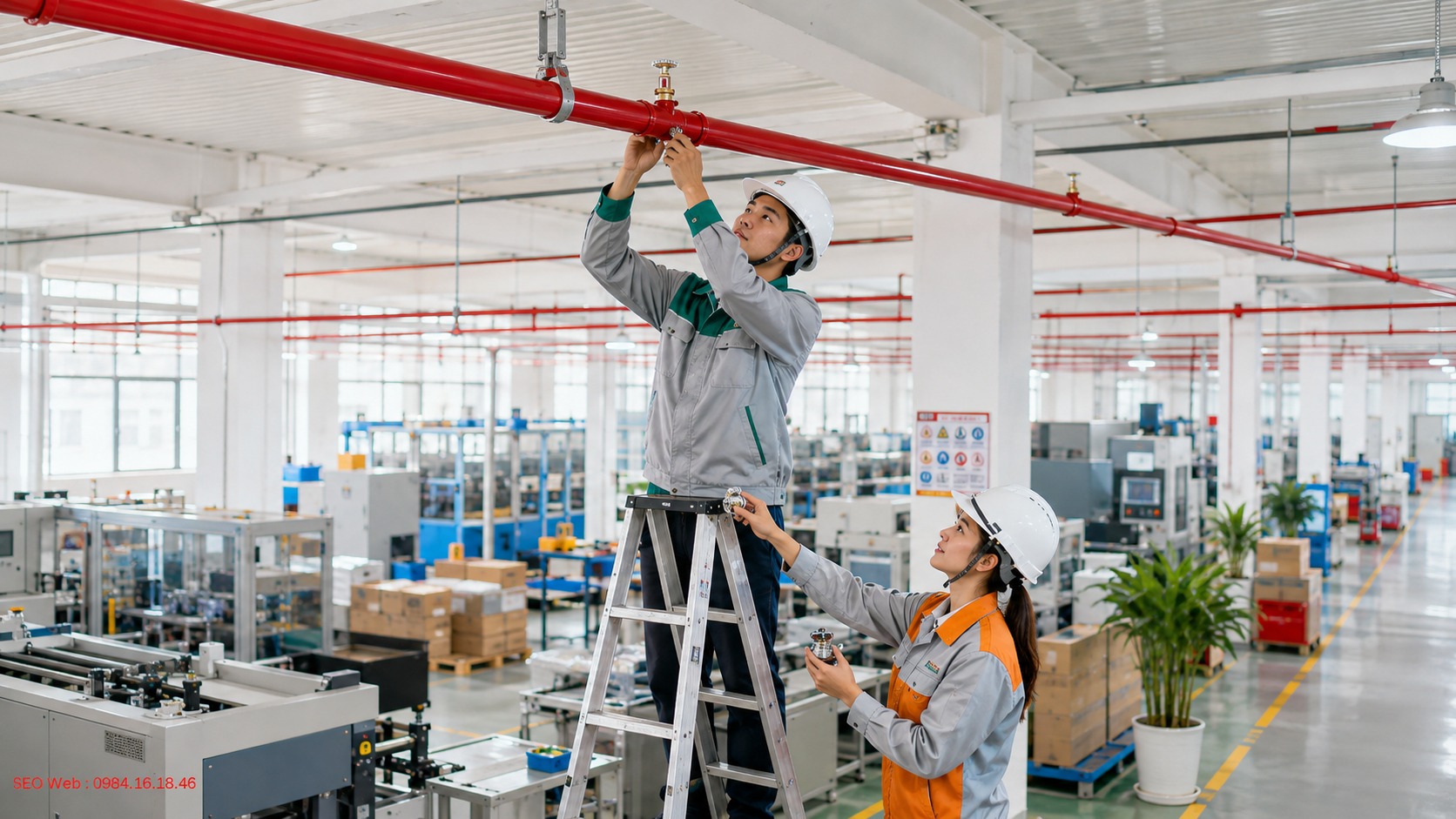 Kiểm tra kết nối đầu phun trước khi vận hành hệ thống Kiểm tra mối nối đầu phun Sprinkler sau hoàn thiện nhằm phát hiện lệch ren hoặc lỏng