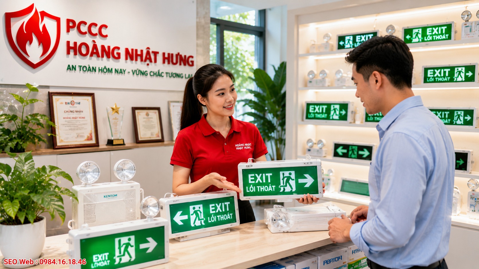 Trang bị đèn exit tại Cty PCCC Hoàng Nhật Hưng Trang bị đèn exit tại Cty PCCC Hoàng Nhật Hưng