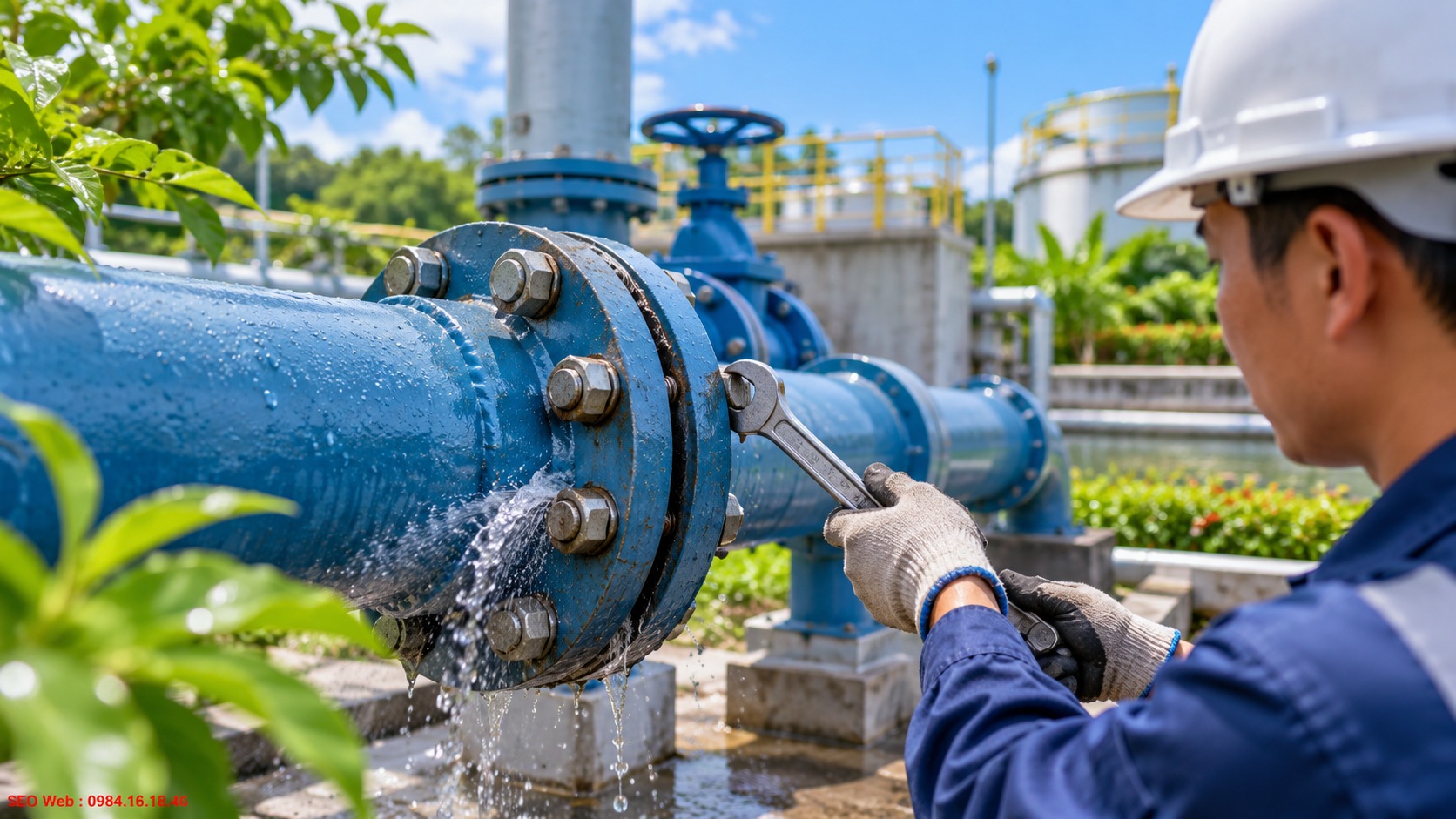 Bulông mặt bích bị lỏng hoặc siết lệch khiến lực ép gioăng không đồng đều