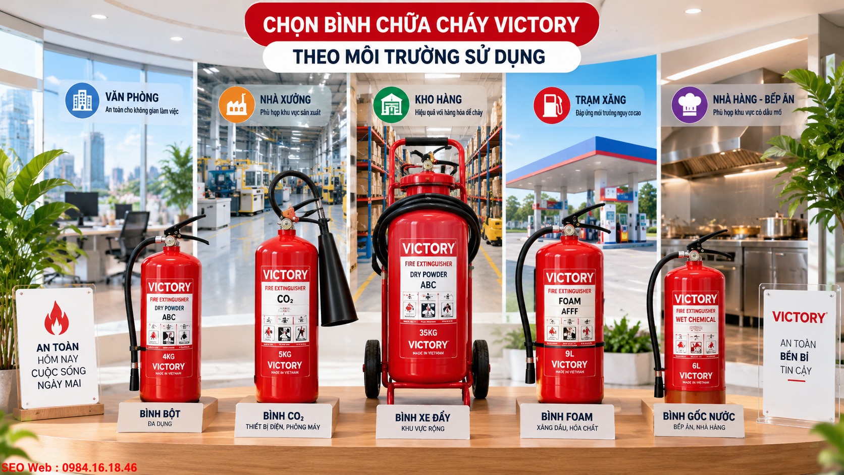 Mỗi môi trường cần lựa chọn bình Victory phù hợp với nguy cơ cháy