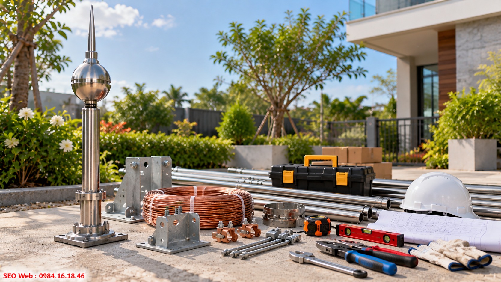 Chuẩn bị thiết bị đầy đủ trước khi triển khai lắp đặt chống sét Vật tư đồng bộ giúp quá trình thi công chống sét thuận lợi