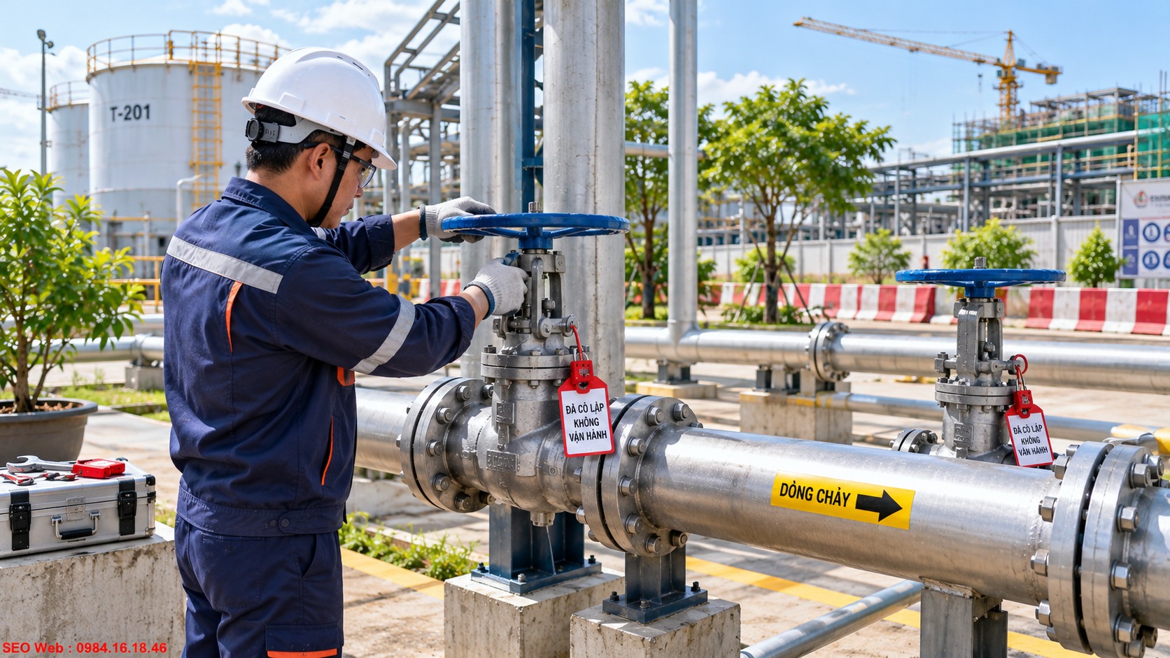 Biện pháp cô lập van an toàn trước khi tháo và bảo dưỡng Kỹ thuật viên cô lập van và xả áp đường ống trước quá trình bảo trì