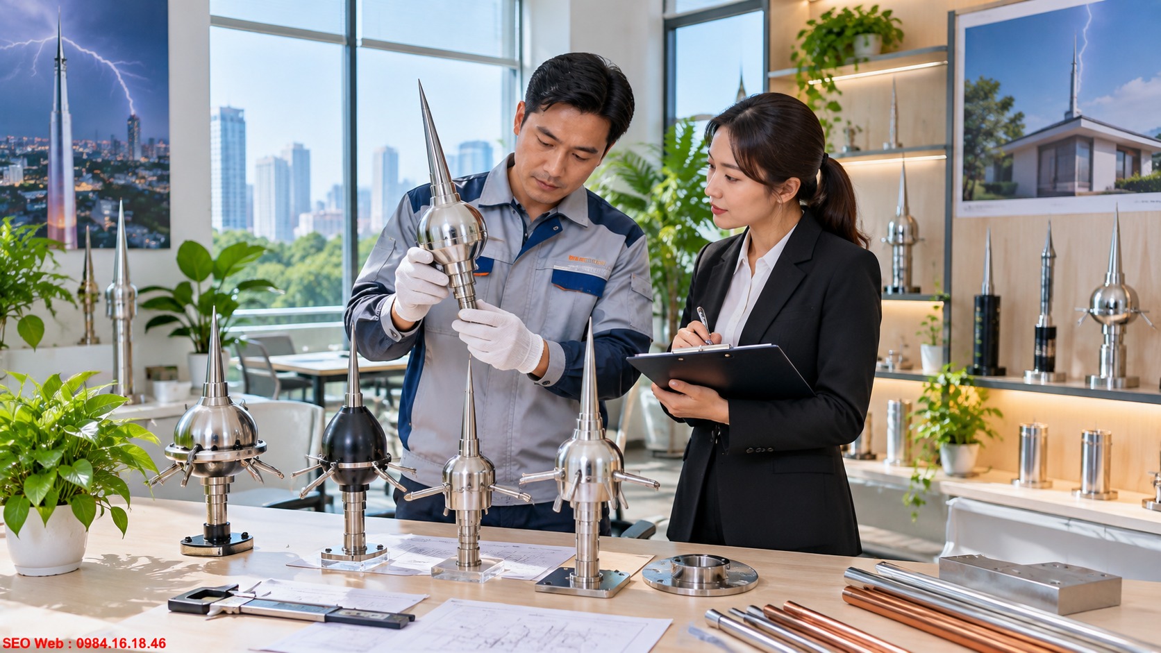 Kiểm tra chất liệu kim thu sét để đảm bảo độ bền ngoài trời Đánh giá vật liệu và độ bền kim thu sét trước khi lựa chọn sản phẩm